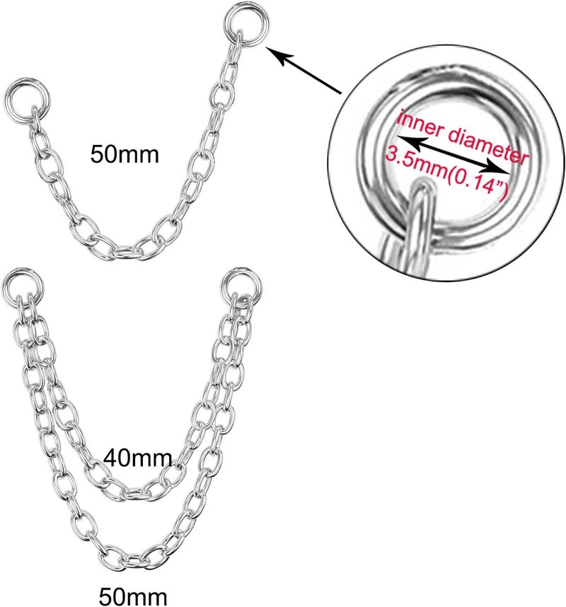 Goenjoy 4Pcs 14K Gold Plated Earrings Connector Chains Set for Women, Convertible Dangle Chain for Double Piercings 50mm - Image 4